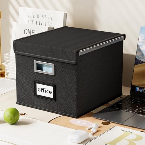 Upgraded File Organizer Boxes with Lids, 2 pack - without folders Black