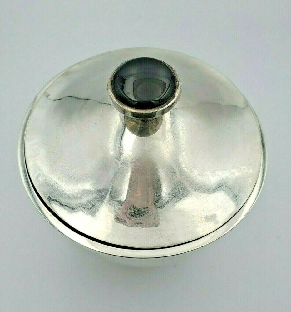 Signed Handmade Sterling Silver Covered Bowl w/ Enamel Handle #11114