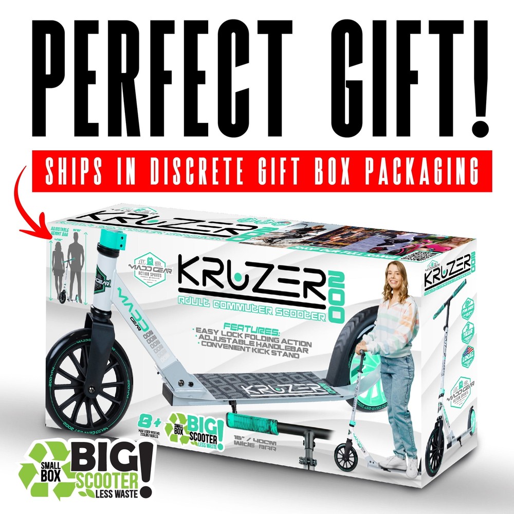 Large Folding Kick Scooter – Adjustable Handlebar – Big 200mm Wheels
