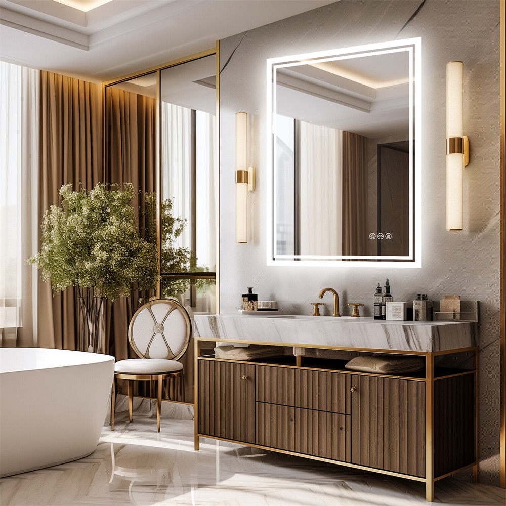 Wisfor Anti-fog Backlight Bathroom Mirror Dimmable Makeup Mirror Touch Sensor