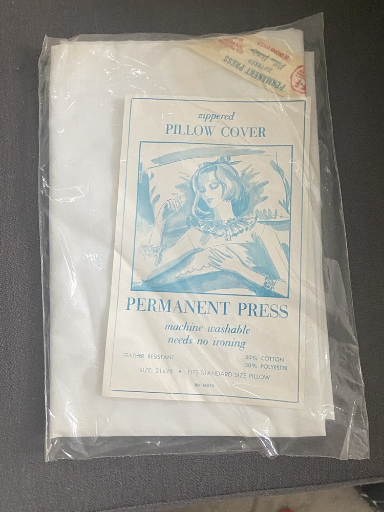 One Vintage Zippered Pillow Cover Protector Standard Pillow