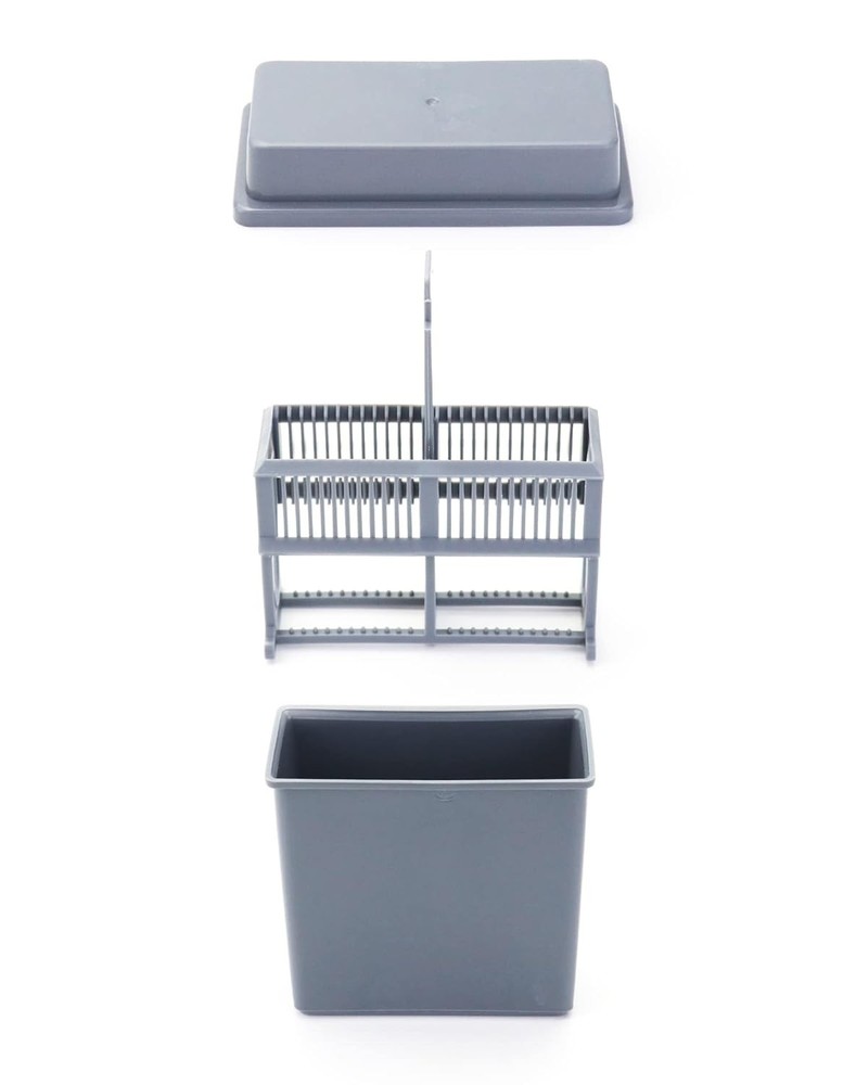 Microscope Slides Staining Jar and Rack 24-Slots 10 Pack Grey