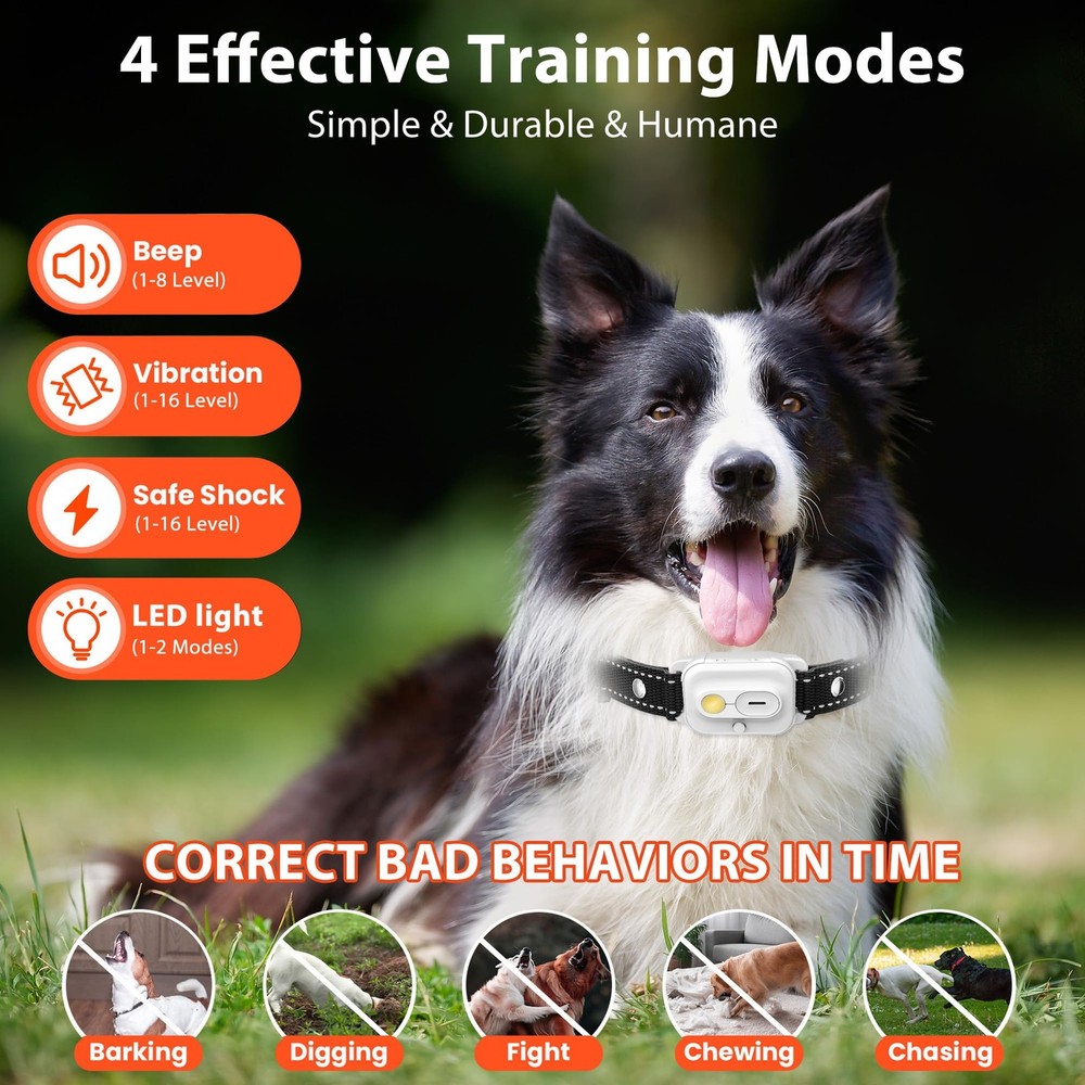 Dog Training Collar with Remote Control, 3300FT and 4 Training Modes Beep,Vib...