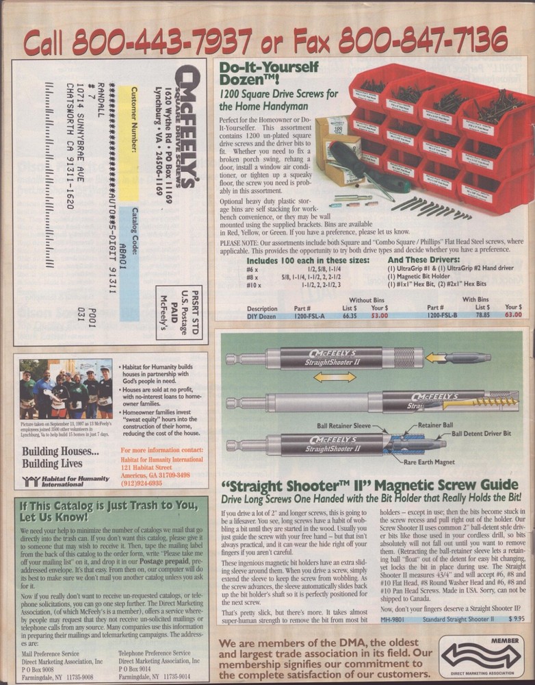 McFeely’s Square Drive Screws Catalog - October 2001 - Catalog #01F2