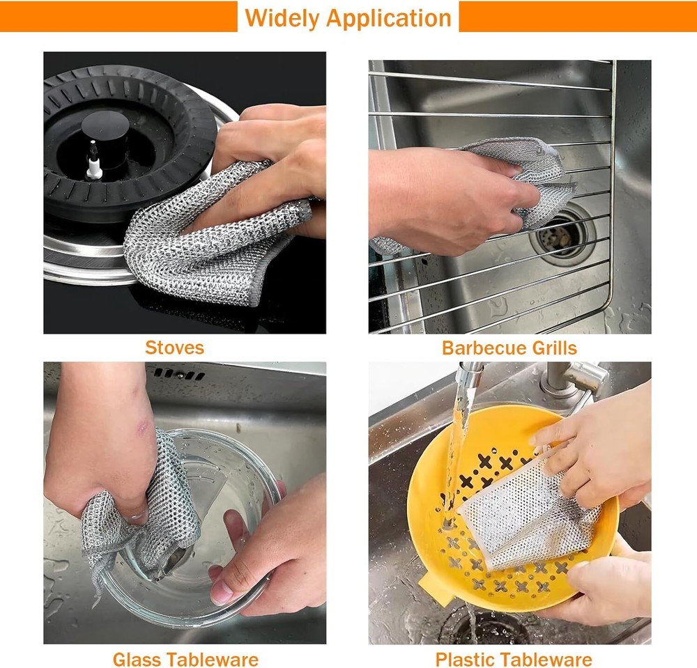 6 Pcs Double Layer Wire Dishwashing Rag, Kitchen Towels and Dishcloths Sets