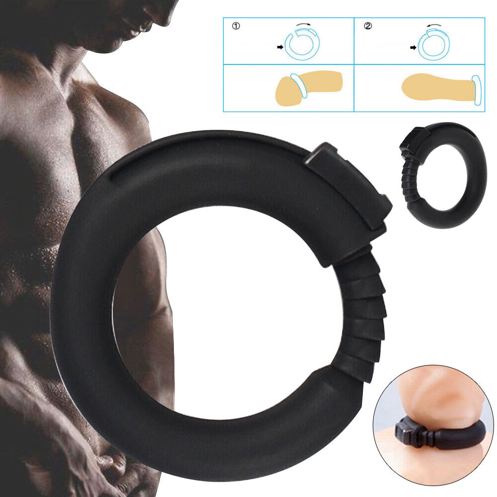 Male Adjustable Silicone Penis Cock Ring Enhancer-Prolonging Delay-Ejaculation