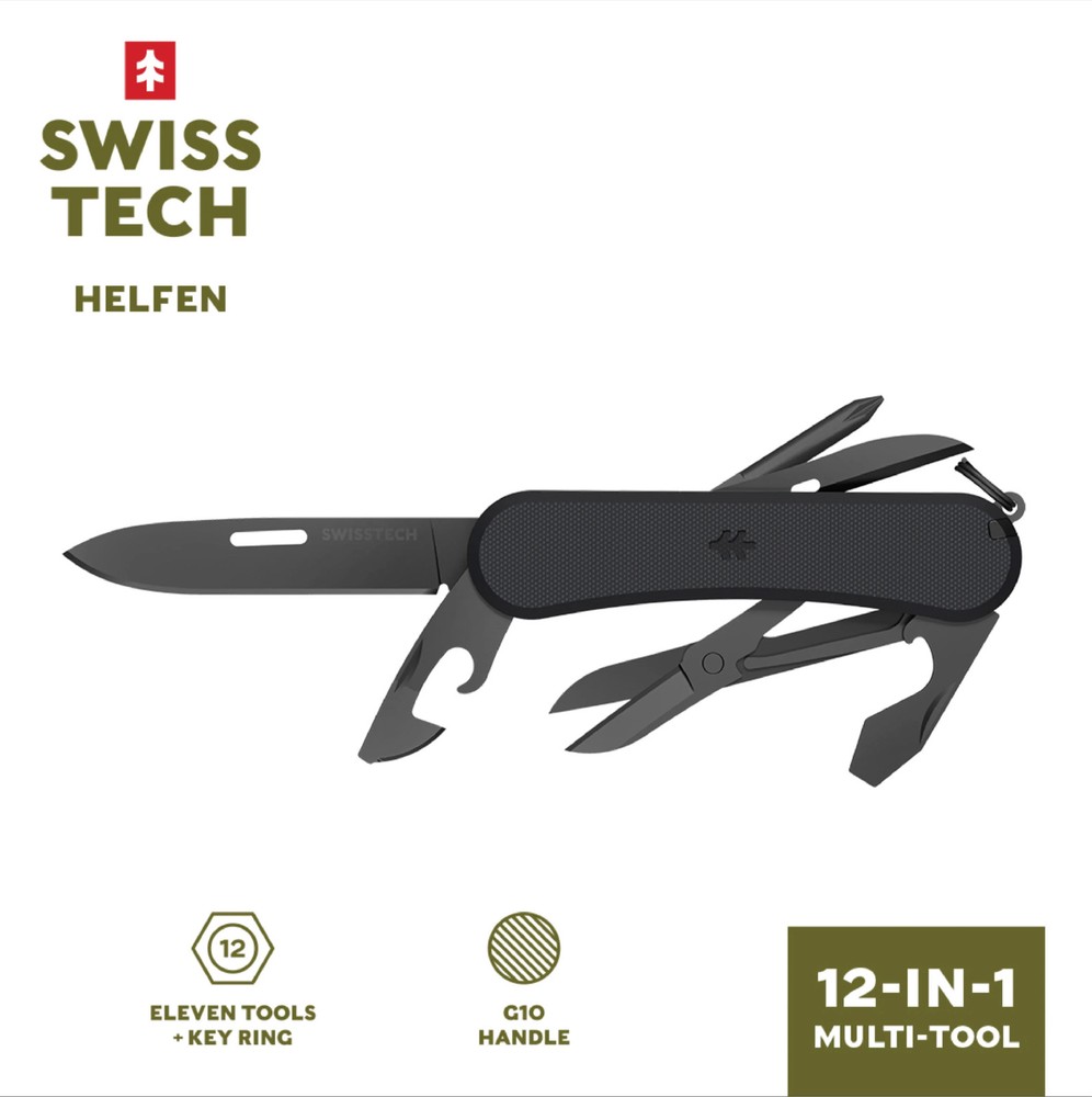 Swiss Tech 11-in-1 Key Ring Multi-Tool with Black Handle