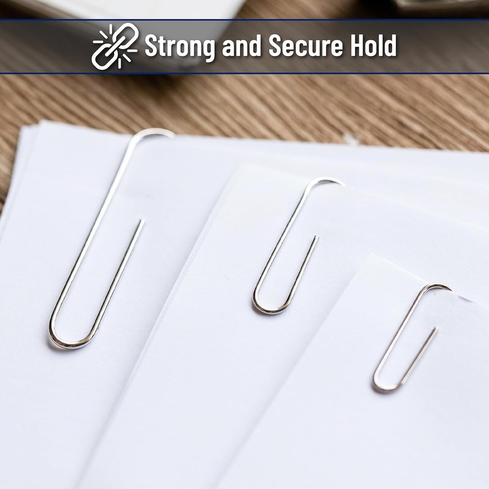 450 Silver Paper Clips - Zinc Galvanized, Assorted Sizes for Office & DIY