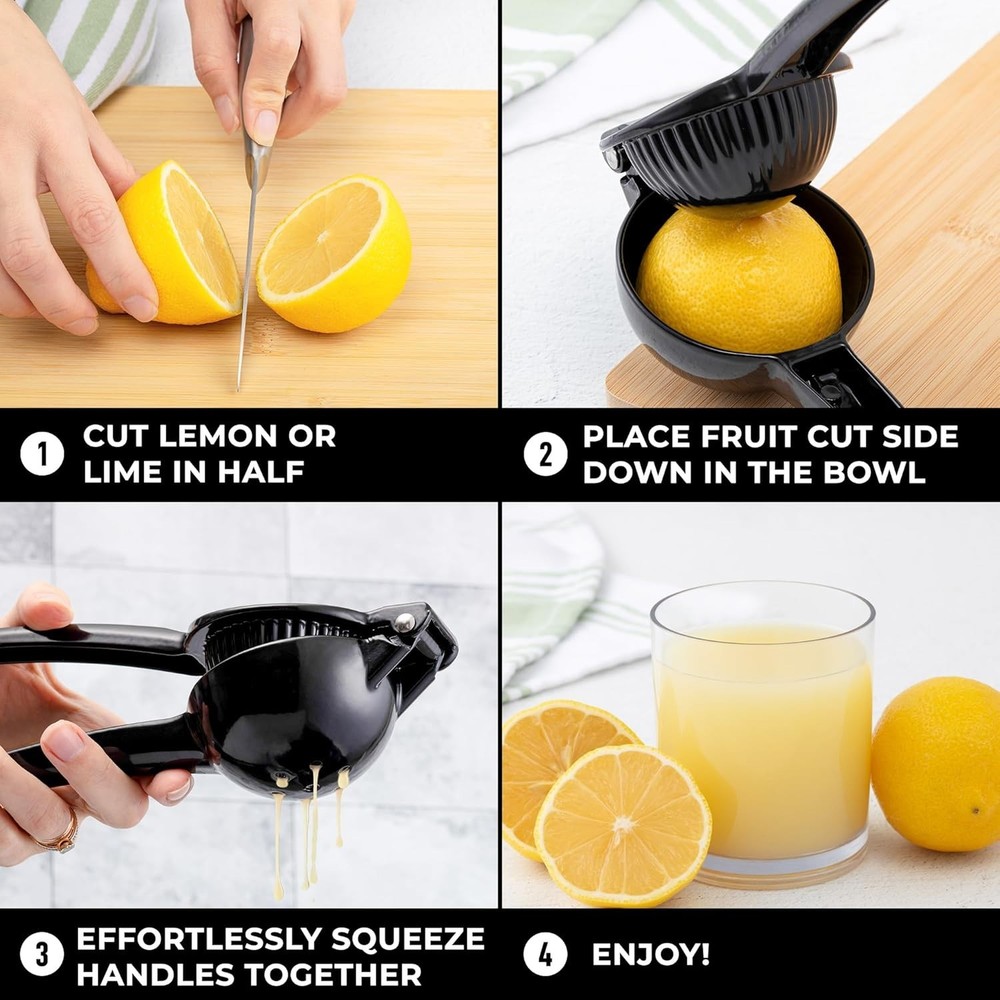 Compact Portable Lemon and Lime Squeezer - Quality Kitchen Tool, Black
