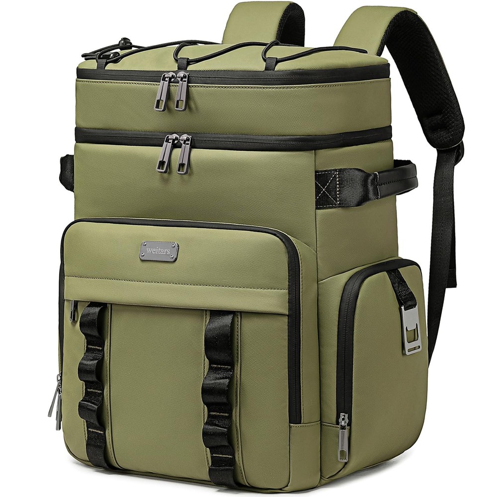 Weitars Insulated Cooler Backpack,Double Deck Waterproof Soft Large, Green