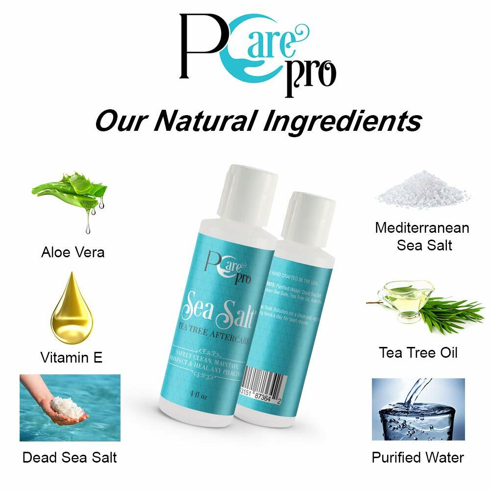 PCARE PRO PIERCING AFTERCARE 4OZ SEA SALT TEA TREE SOLUTION