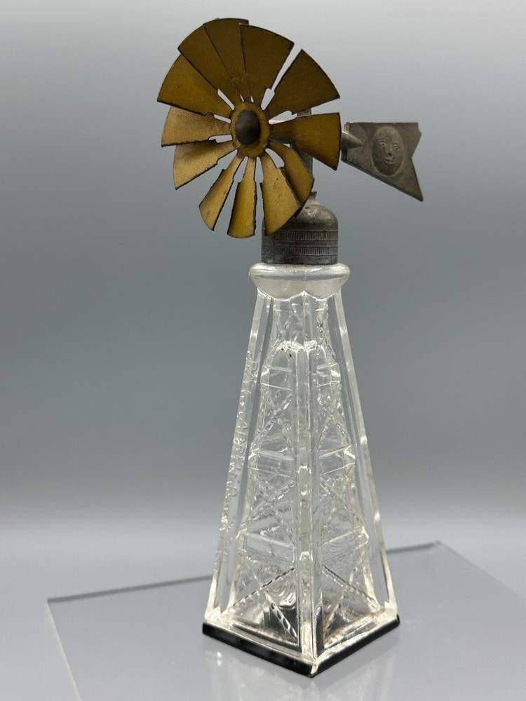 c 1915 WINDMILL Eagle Moon CANDY GUARANTEED Antique GLASS CONTAINER E&A 840