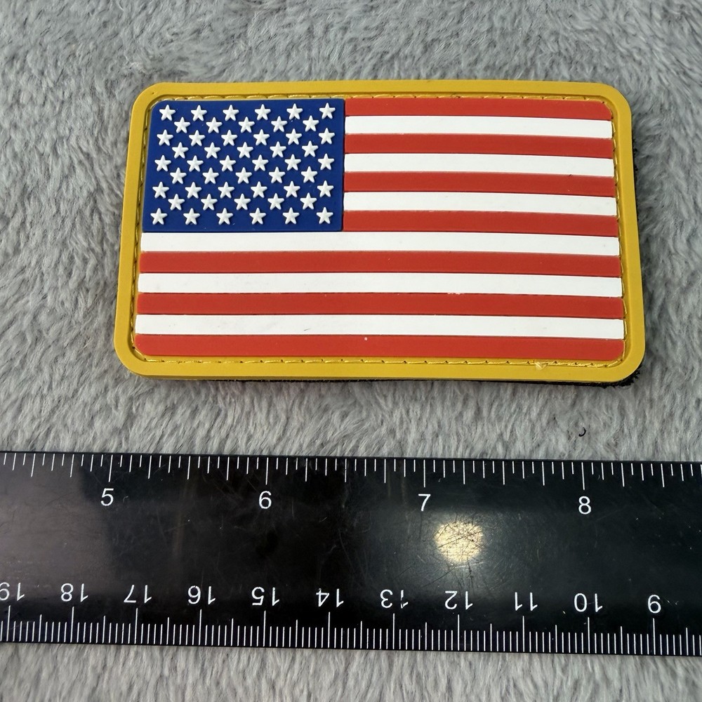 American Flag Rubber Hook & Loop Patch NEW (W47)
