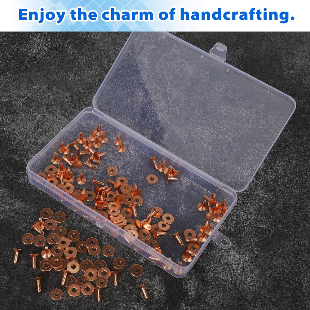 154Pcs Copper Rivets for Leather, #12 Smooth Leather Rivets without Pattern, Pur