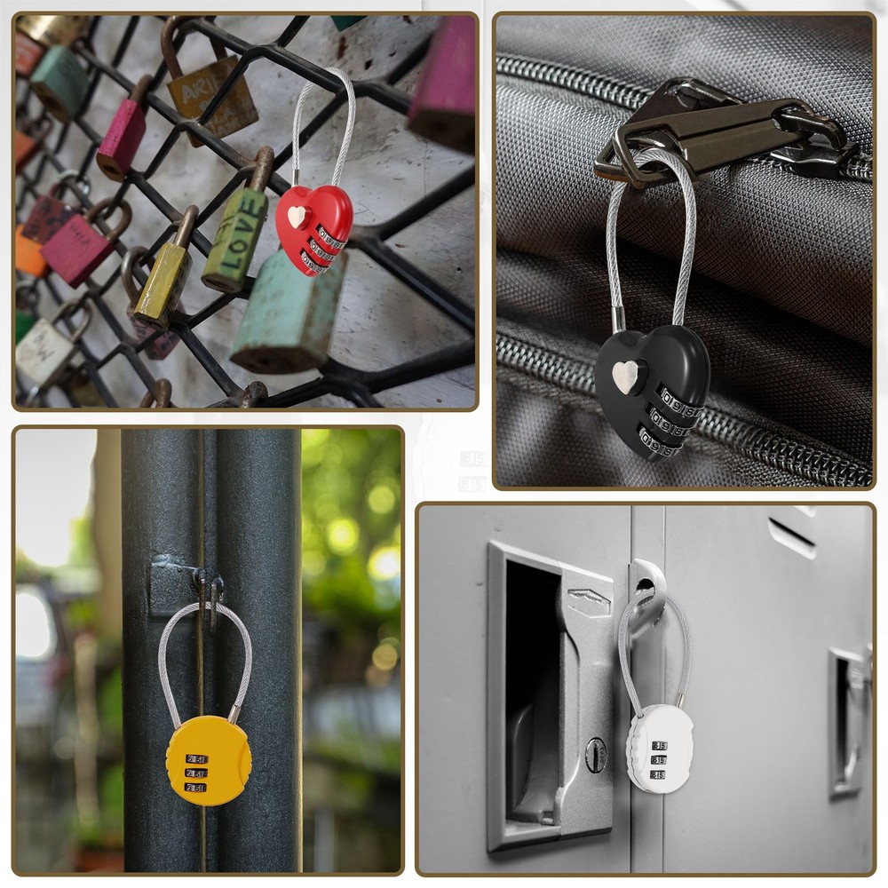 2-Pack Combination Padlock, 3 Digit Round Shaped Cable Luggage Lock [Silver]