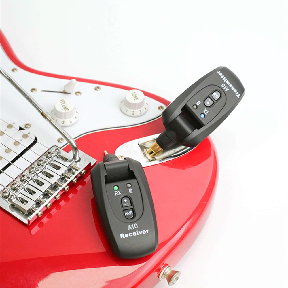 Wireless Guitar Transmitter & Receiver System 100ft Range 5H Play 2.4GHz Band
