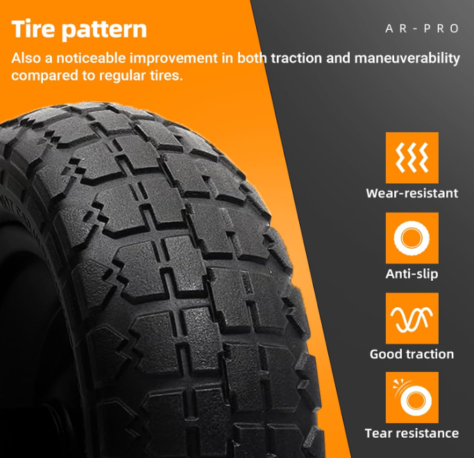 2-Pack 13" Solid Tire, Flat-Free, 5/8" Bearings, 2.17" Hub, for Carts