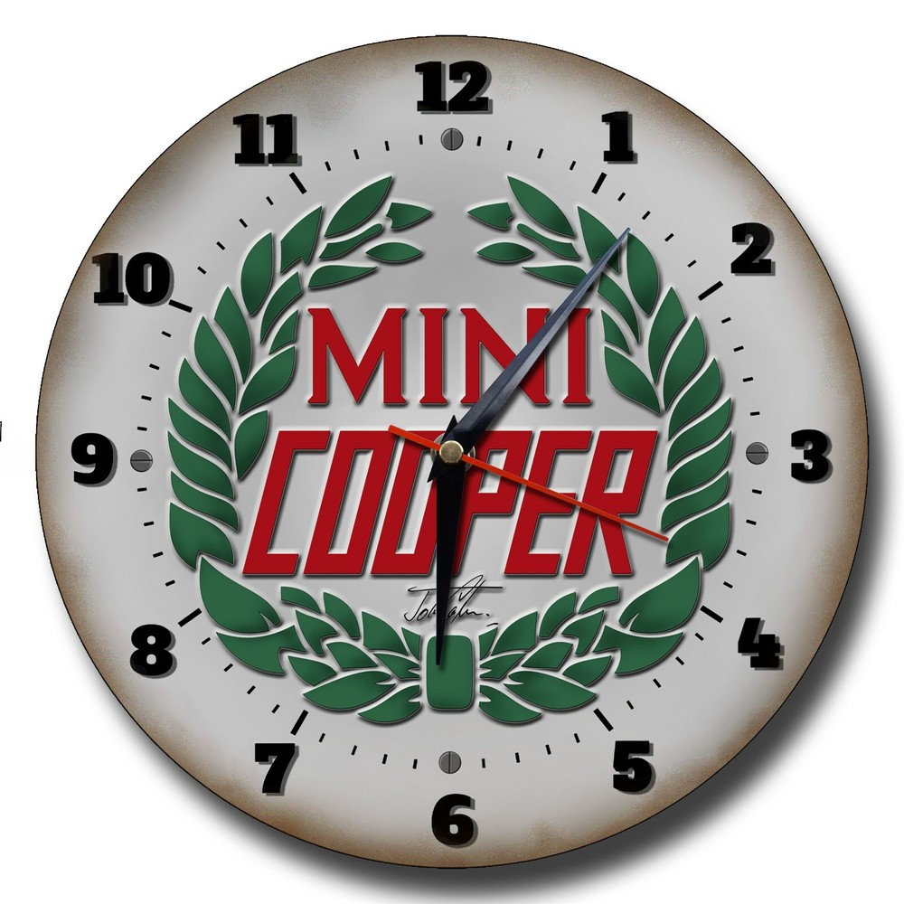 MINI COOPER 250MM/10" DIAMETER METAL WALL CLOCK,GARAGE CLOCK.WORKSHOP CLOCK