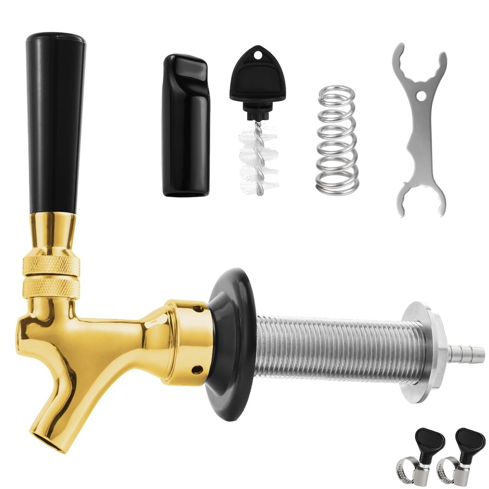 Draft Beer Long Shank Faucet Kit, 4-1/8'' Beer Shank No Leak 1/4'' Beer Line ...