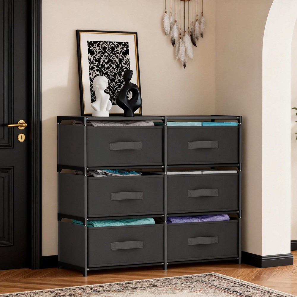 Non-Woven Fabric Multi-Functional Storage Cabinet, Double Row 6-Drawer