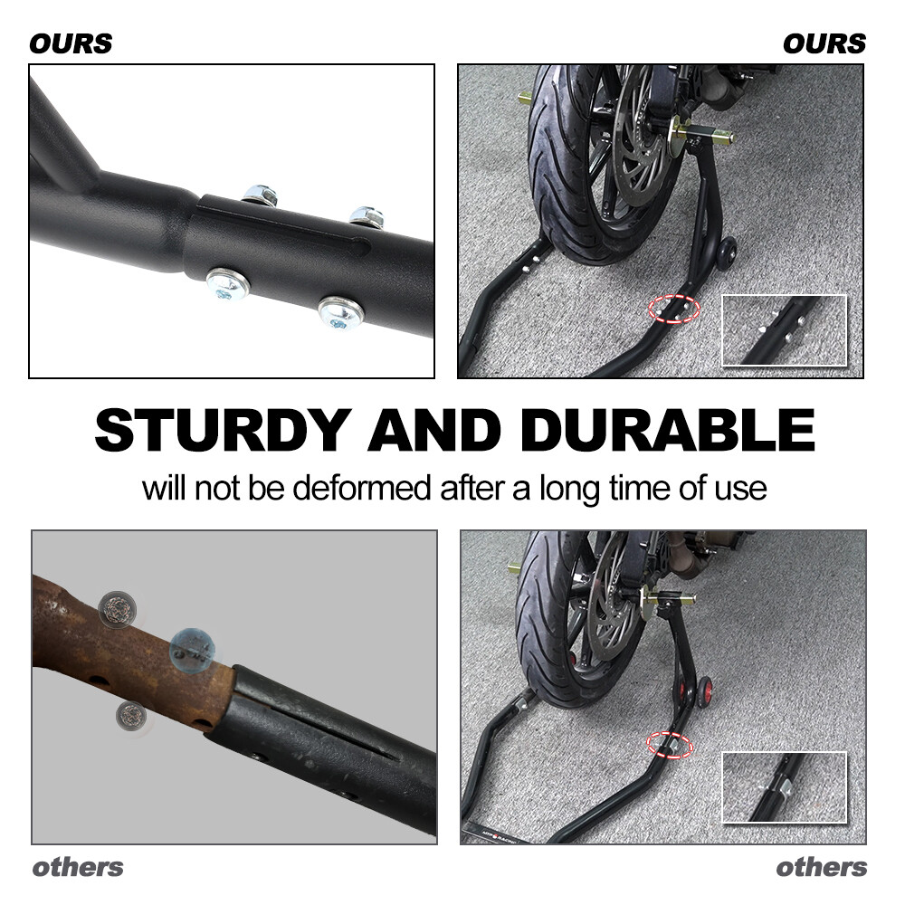 Motorcycle Front Wheel Lift Stand Adjustable Swingarm Spool Paddock Stand Black