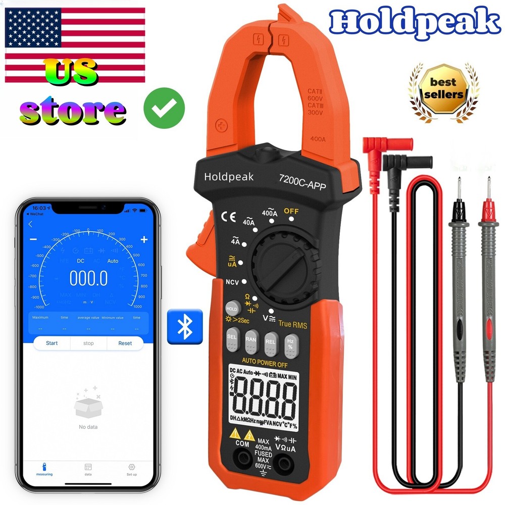 Digital Dc Current Clamp Meter Multimeter Ac Amp Voltage Trms Bluetooth Ohm