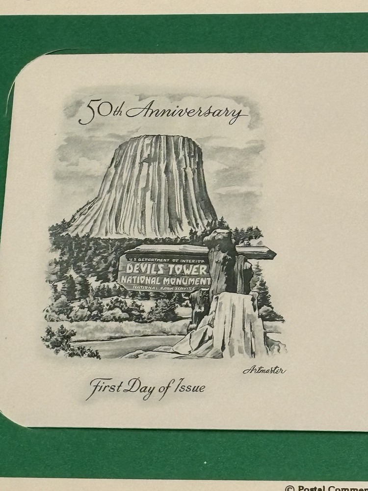 DEVIL’S TOWER FIRST DAY ISSUE STAMP 50TH ANNIVERSARY 1956 WYOMING