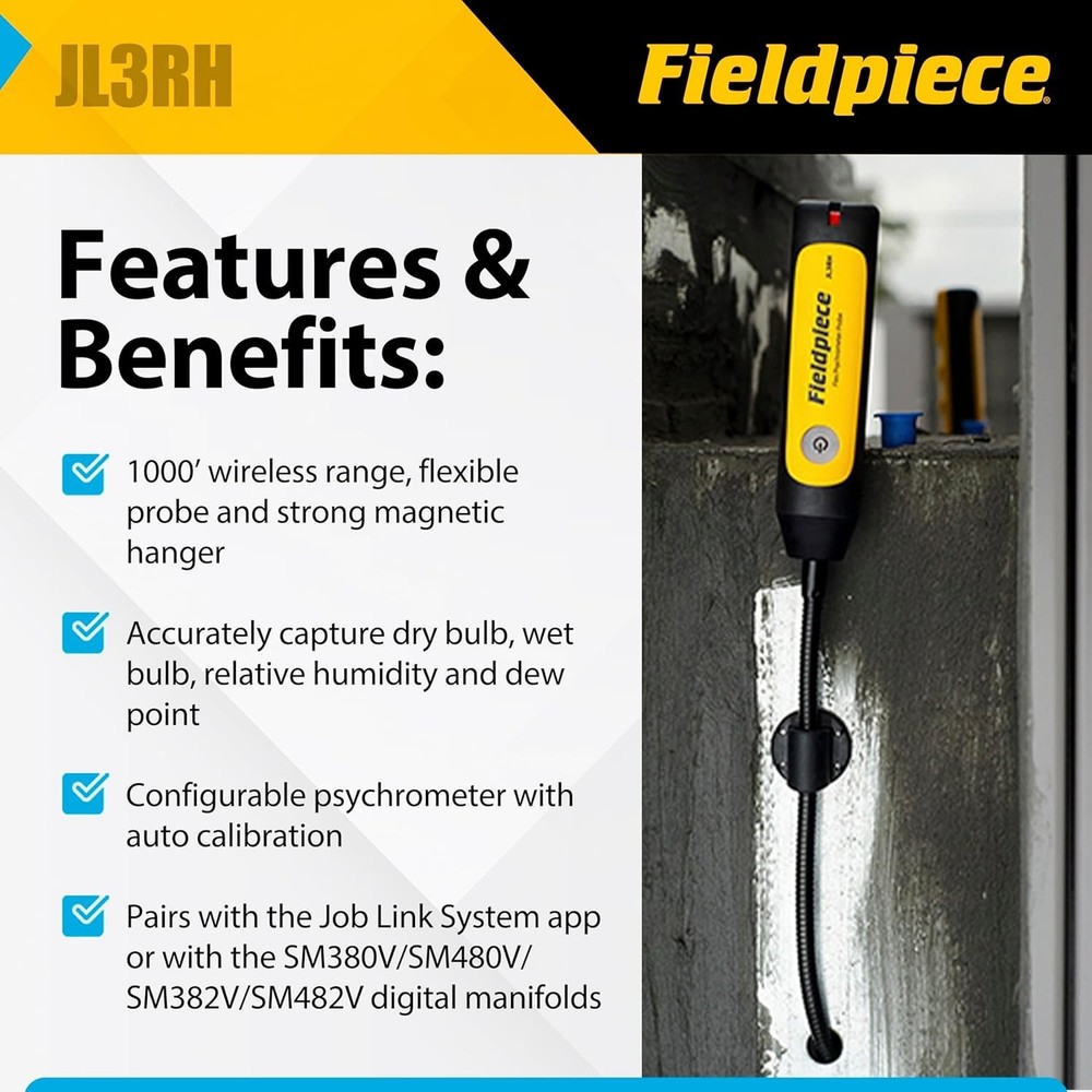 Compact Psychrometer Probe for Job Link App with Remote Data Functionality