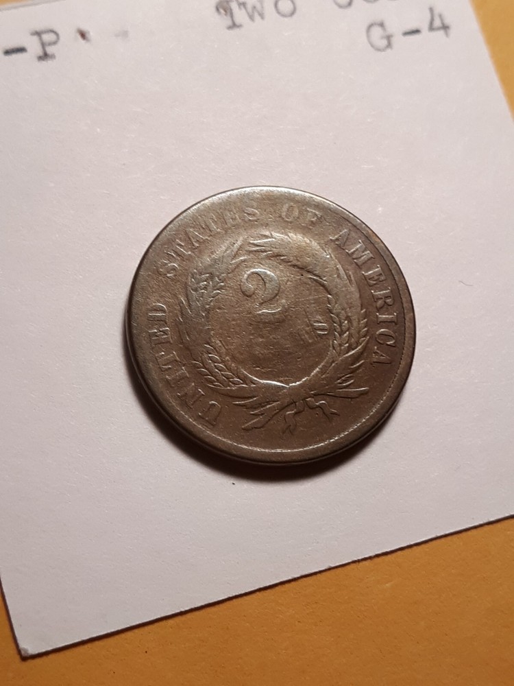1866 Two Cent Coin Brown Good