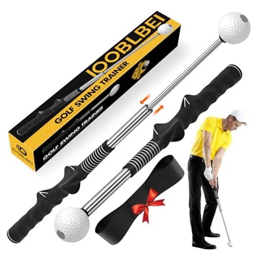 Retractable Golf Swing Trainer, Golf Training Aid & Golf Grip Trainer for