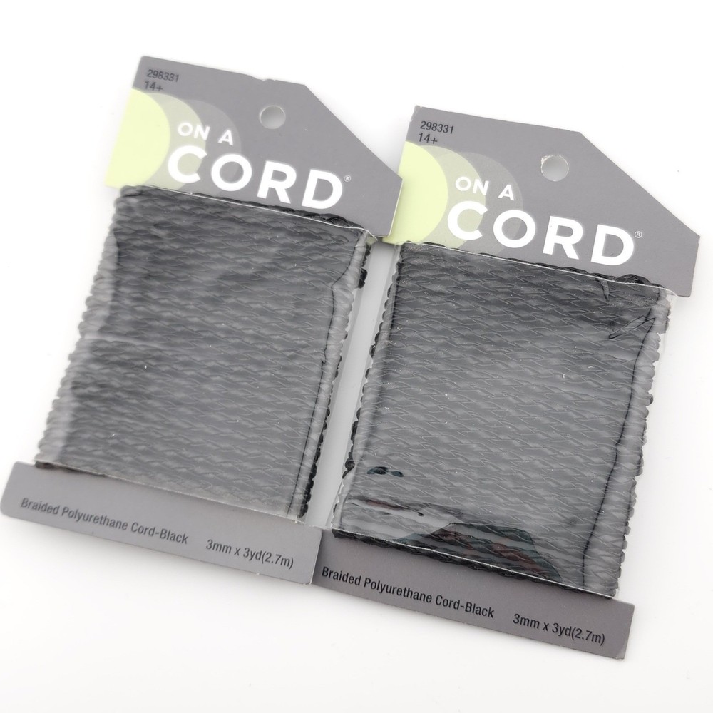 3MM Braided Polyurethane Cord Black 6 Yards
