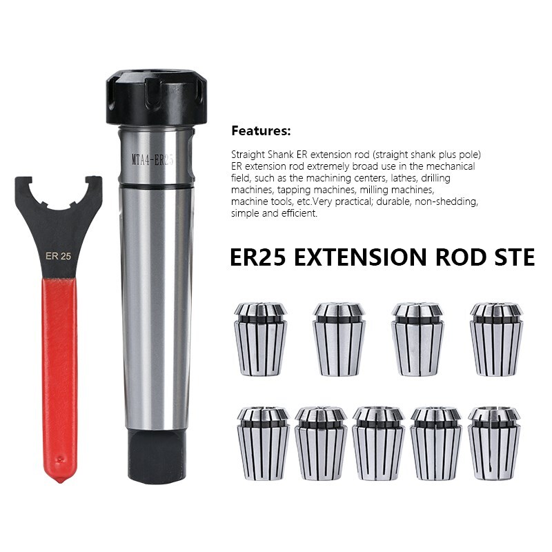 Pattern taper handle # 4 milling machine handle +9pc ER25-3mm~16mm Collect Chuck