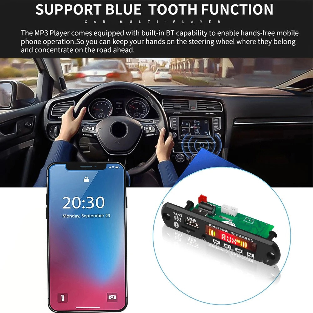 2x25W Amplifier Decoder Board Bluetooth 5.0 Car MP3 Player USB U Disk Recording