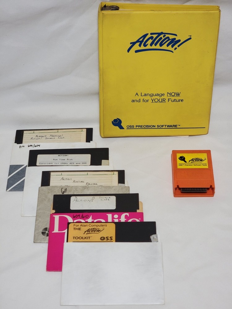 Action Atari 400 800 OSS Programming Language w/ Toolkit Run Time Disk + Manuals
