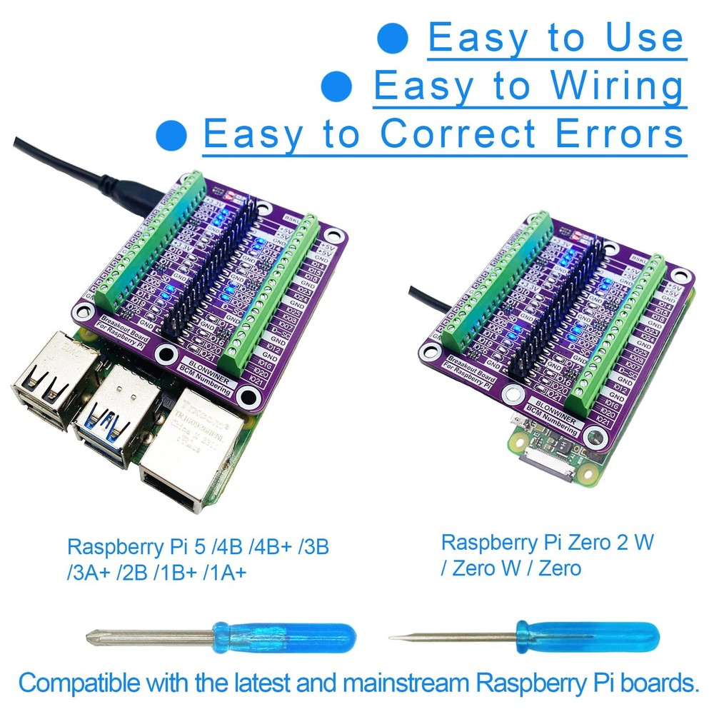 Breakout Board for Raspberry Pi GPIO Status LED Terminal Block Shield Hat