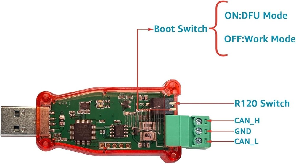 High-Performance USB to CAN Bus Adapter Compatible with SocketCAN - SH-C30A