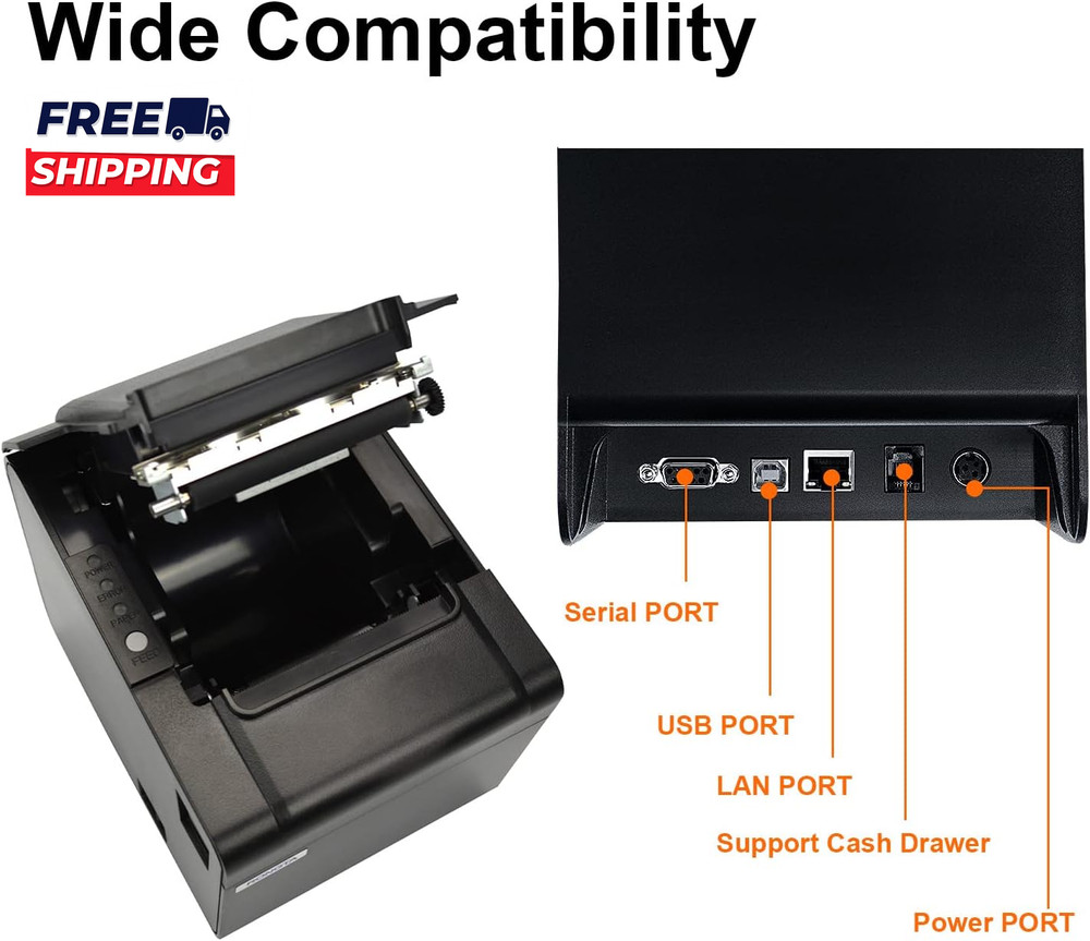 POS Printer 80Mm USB Thermal Receipt Printer Restaurant Kitchen Printer