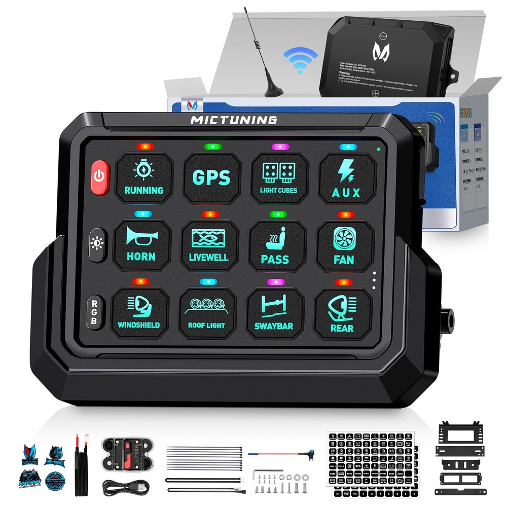 MICTUNING Wireless Switch Panel Toggle Momentary Auxiliary Circuit Relay Control