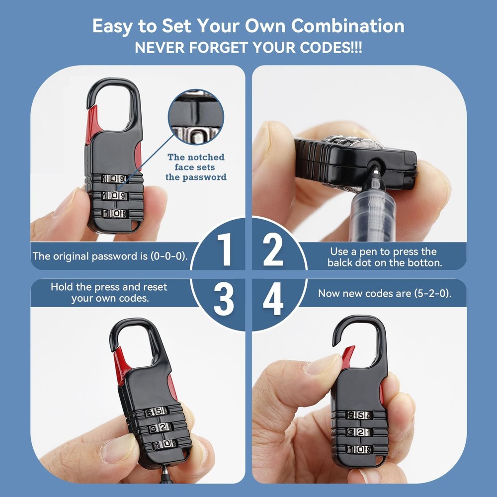 mini Combination Padlock (Black) Black