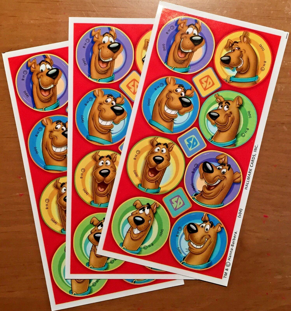 3 Sheets Scooby DOO Personality FACES DOG Scrapbook Stickers!