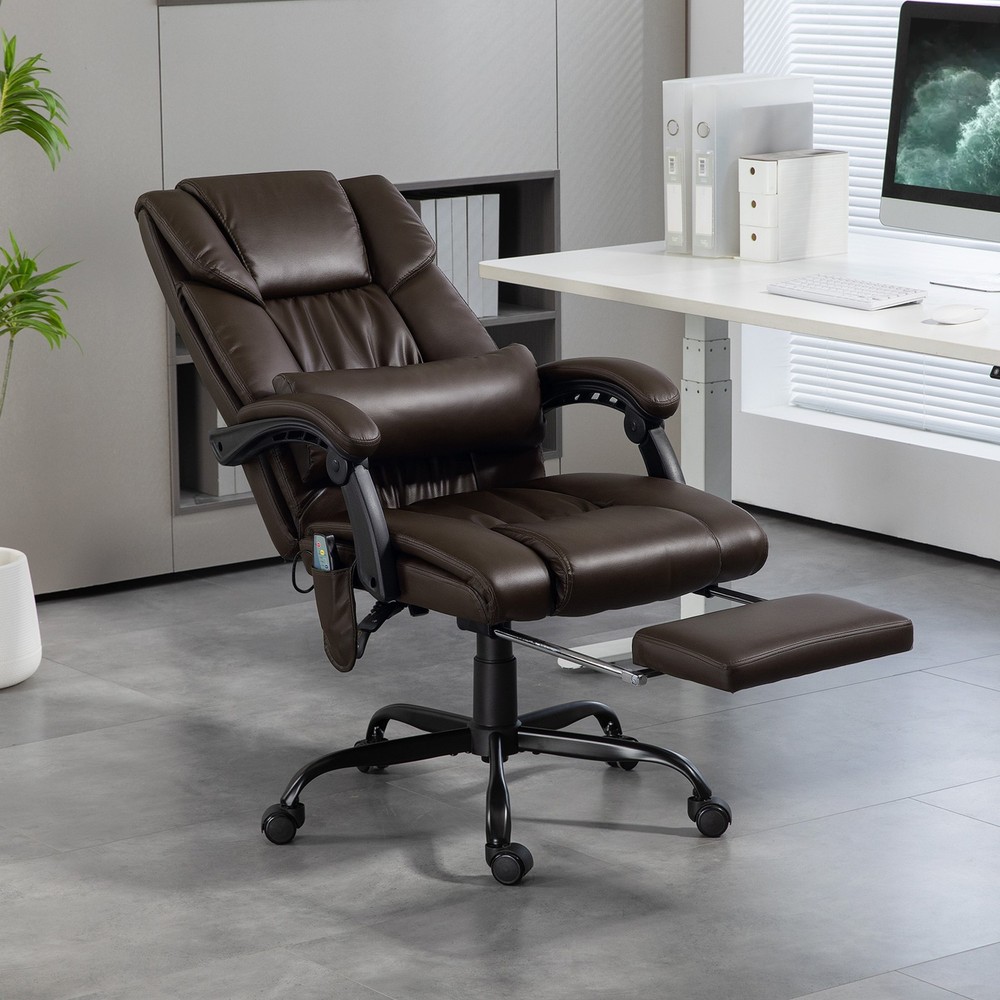High Back Vibration Massage Office Chair with 6 Vibration Points, Brown