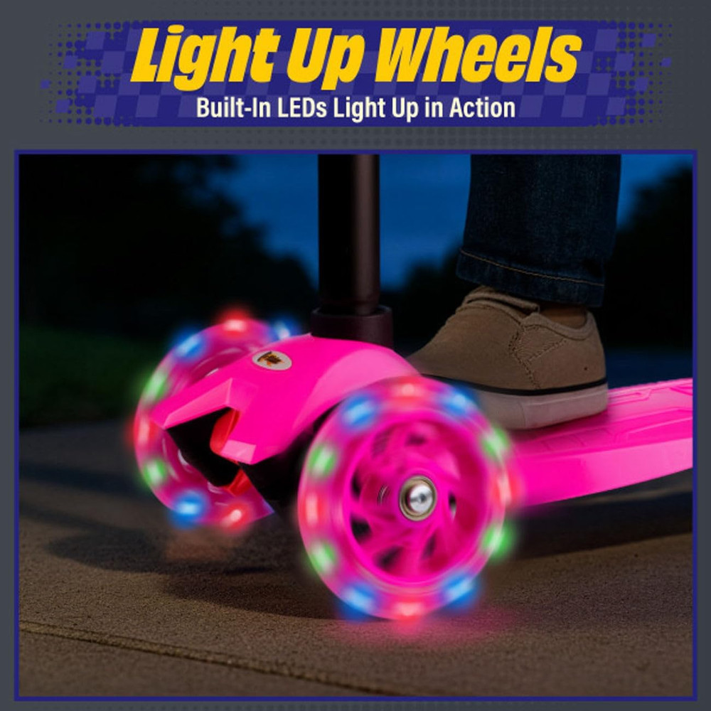 Toddler Scooter - Beginner Scooter with Adjustable-Height Handlebar and LED Whee