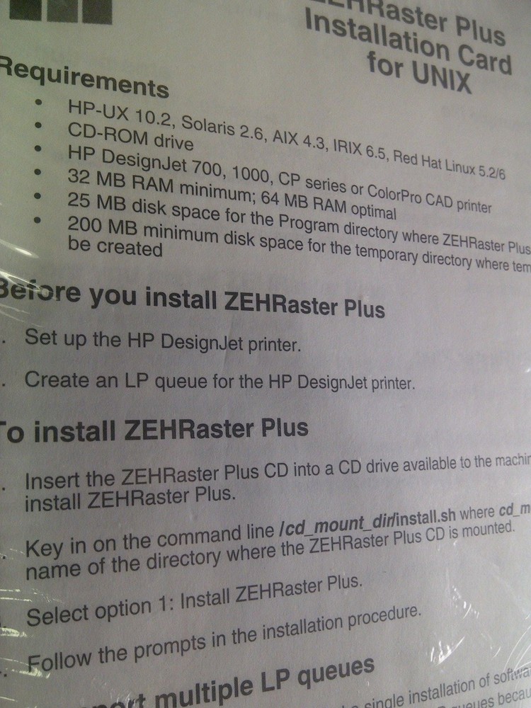 Zehraster plus HP DesignJet 700 / 1000 Plotter Printer (((Set Up CD!))) ONLY!