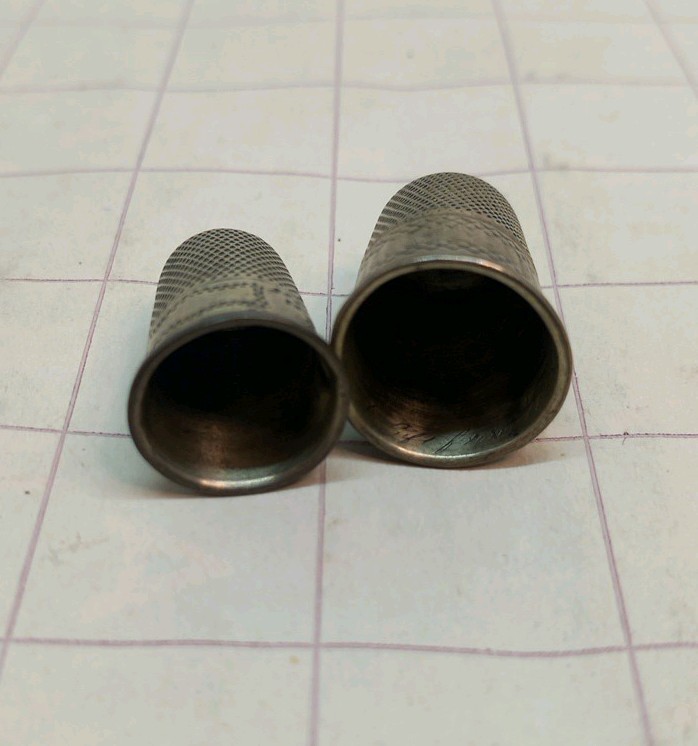 2 x Thimbles Antique George Burrows Unmarked Silver