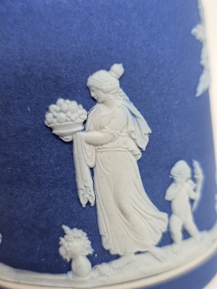 Wedgewood Jasperware Blue And White 4" Creamer Victorian Ornate Boho