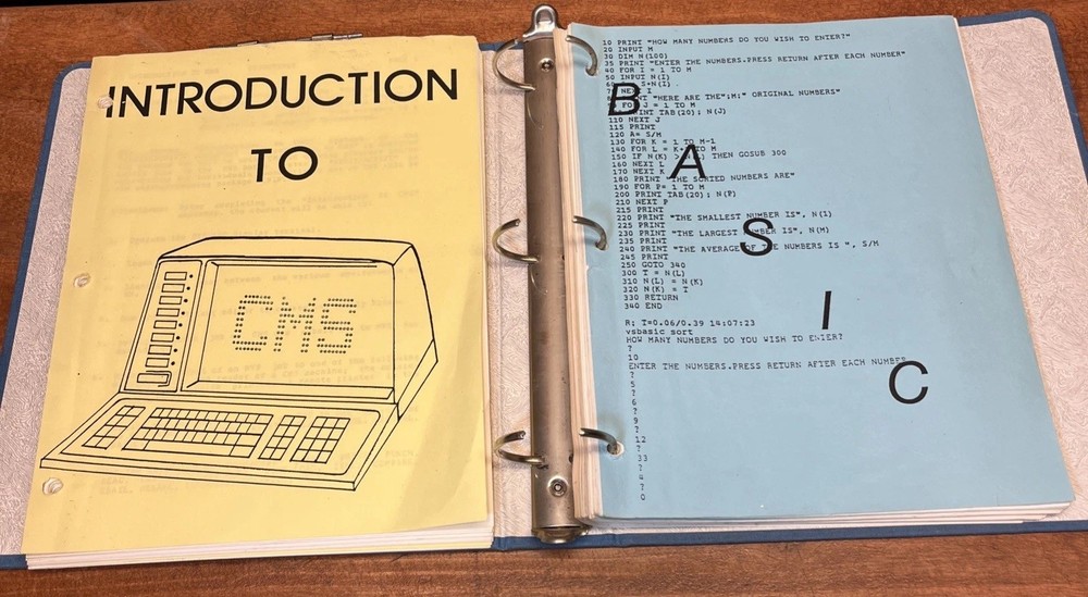 Vintage 1983 IBM BASIC CMS UCONN Course Training Binder VM MVS XEDIT Manual