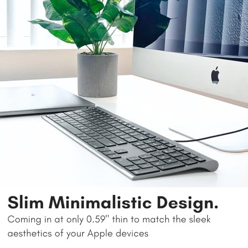 Wired Keyboard for Mac (Upgraded Dual USB A + C Plug) - USB C Space Gray