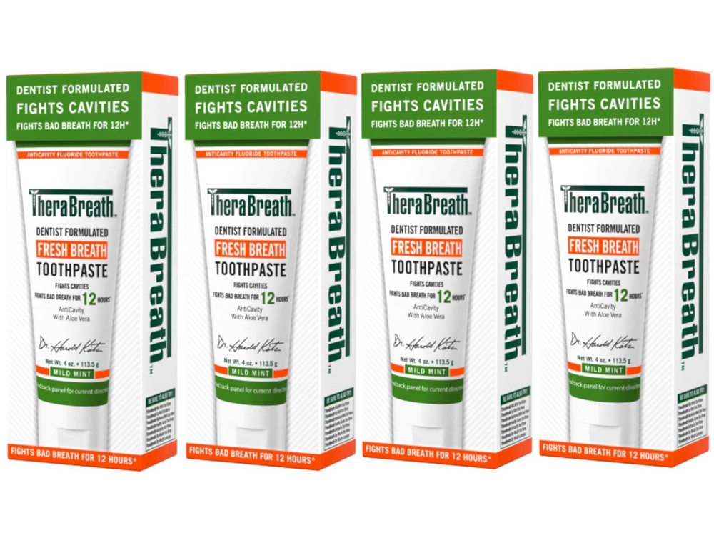 4 Pack - TheraBreath Fresh Breath Toothpaste, 4 oz