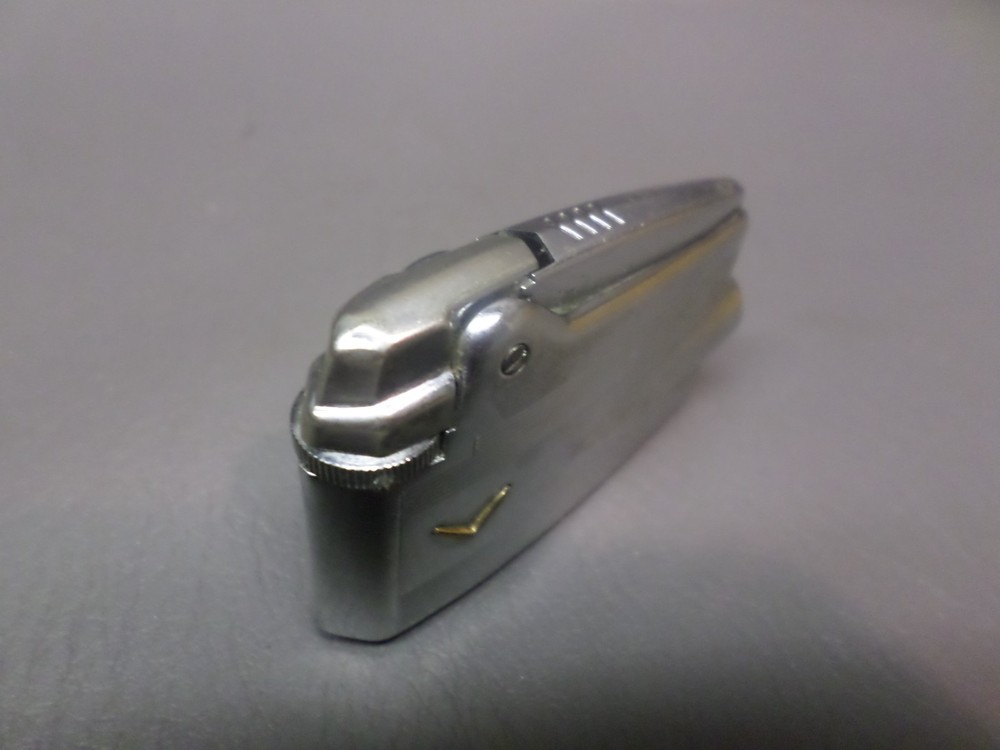 1950'S RONSON VARAFLAME CHROME LIGHTER - GOLD V - ENGLAND - UNTESTED