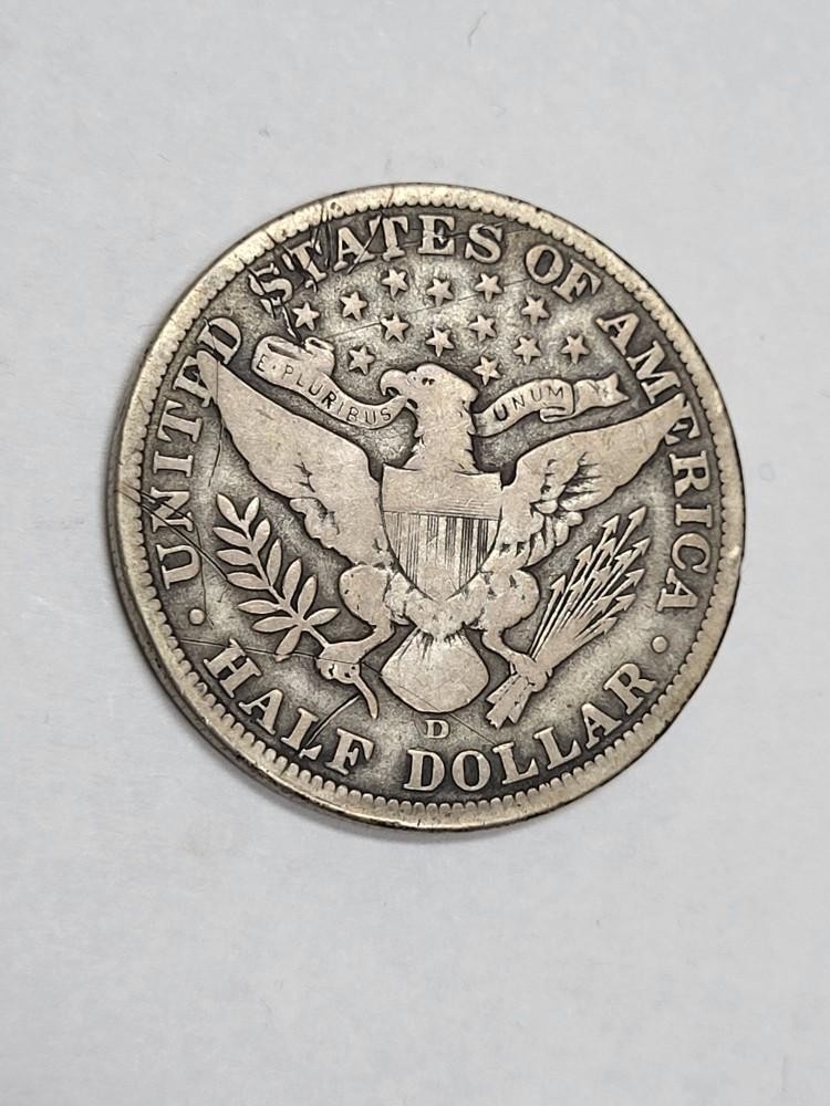 1908 D Barber Half Dollar Partial LIBERTY